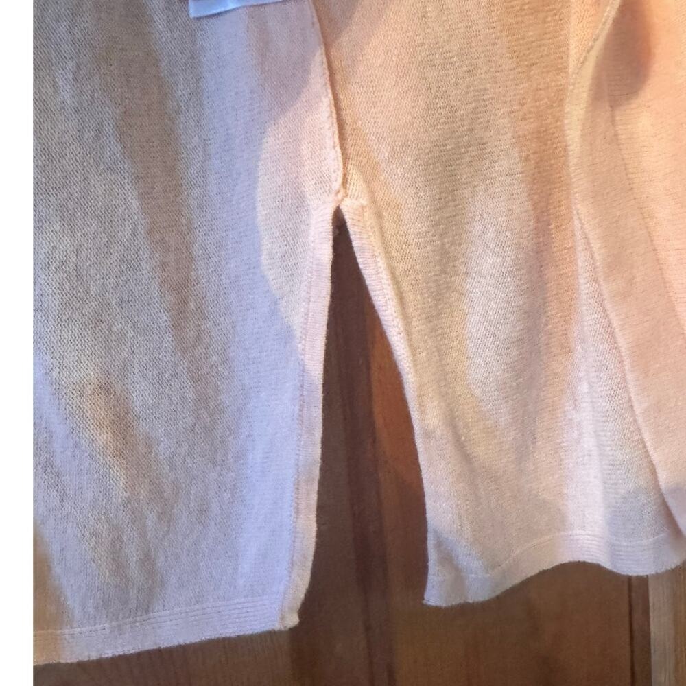 J. Jill Soft Pink Linen Blend Open Front Longline Cardigan with Fringe Cuffs L - Picture 6 of 9
